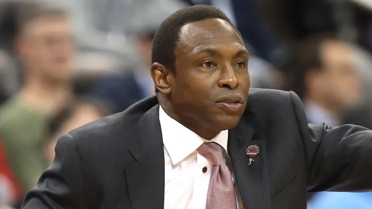Head coach Avery Johnson of the Alabama Crimson Tide shouts against the Virginia Tech Hokies during the first half of the game in the first round of the 2018 NCAA Men's Basketball Tournament.