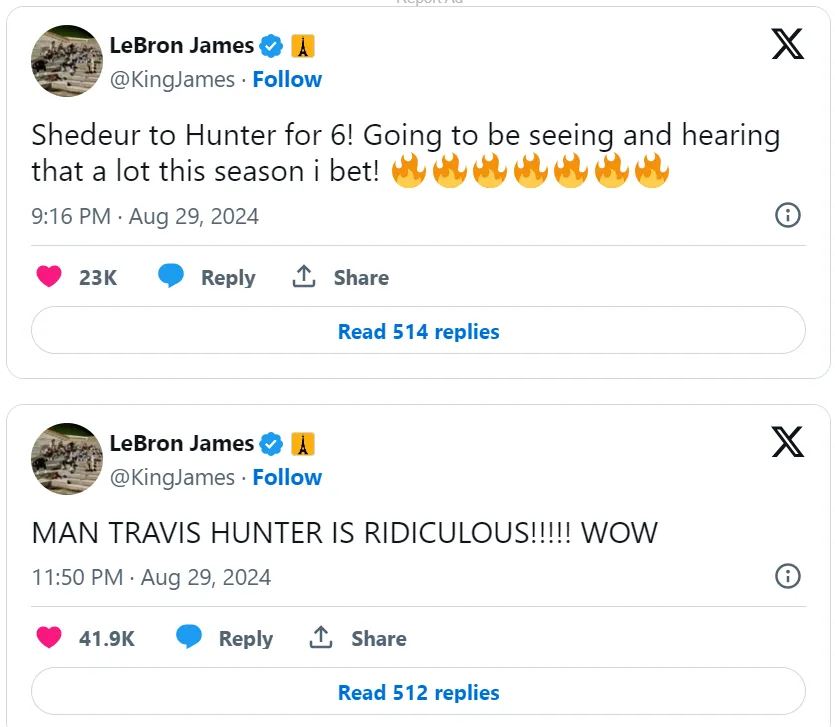 LeBron James reacts to Hunter and Sanders.