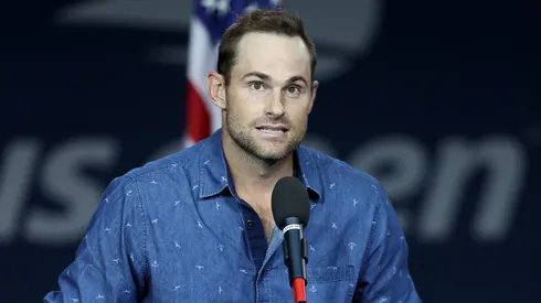 Former tennis player, Andy Roddick speaks during the International Tennis Hall of Fame ring presentation ceremony