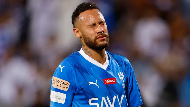 Neymar of Al Hilal reacts after missing a penalty