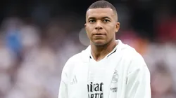 Kylian Mbappe of Real Madrid looks on prior to the La Liga match between Real Madrid CF and Real Valladolid CF