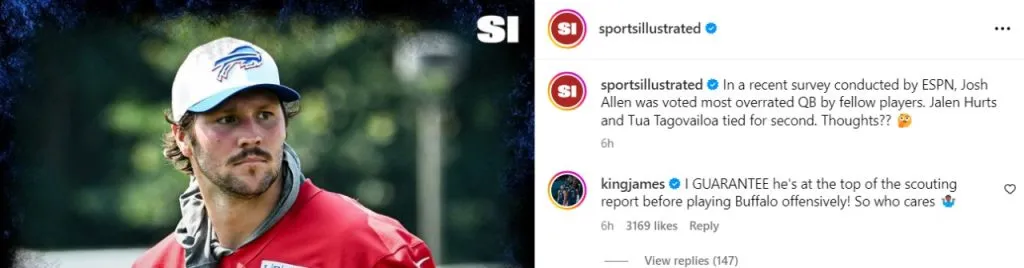 LeBron James defending Josh Allen.