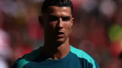 Cristiano Ronaldo of Portugal looks on as he warms up prior to the UEFA EURO 2024 group stage match between Turkiye and Portugal at Football Stadium Dortmund on June 22, 2024 in Dortmund, Germany.
