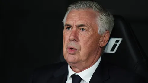 Carlo Ancelotti, Head Coach of Real Madrid, looks on prior to the La Liga match between Real Madrid CF and Real Valladolid CF at Estadio Santiago Bernabeu on August 25, 2024 in Madrid, Spain.