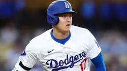 Shohei Ohtani #17 of the Los Angeles Dodgers hits a single against the Baltimore Orioles in the first inning at Dodger Stadium on August 27, 2024 in Los Angeles, California.