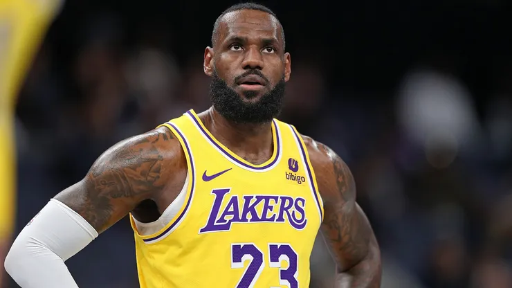 LeBron James #23 of the Los Angeles Lakers looks on during the first half against the Memphis Grizzlies