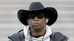 Head coach Deion Sanders of the Colorado Buffaloes watches as his team plays their spring game at Folsom Field on April 27, 2024 in Boulder, Colorado.