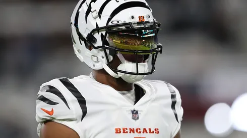Ja'Marr Chase #1 of the Cincinnati Bengals looks on prior to the game against the Jacksonville Jaguars at EverBank Stadium on December 04, 2023 in Jacksonville, Florida.