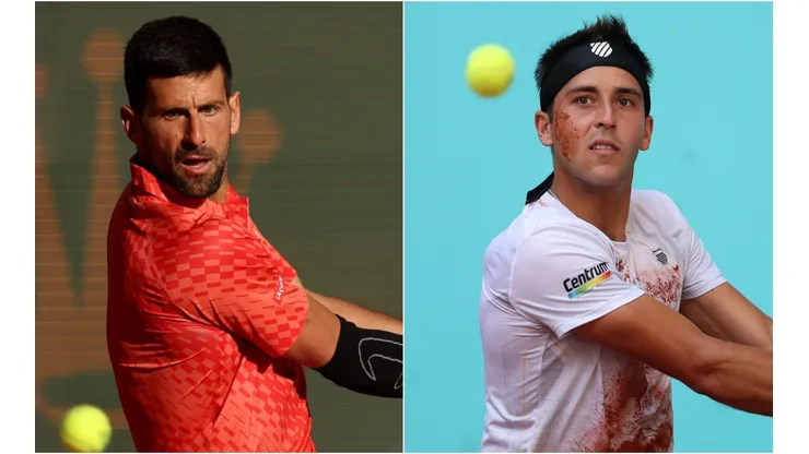 Novak Djokovic (left) and Tomas Etcheverry