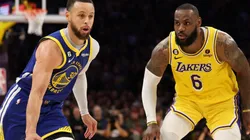 Stephen Curry of the Golden State Warriors and LeBron James of the Los Angeles Lakers