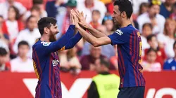 Lionel Messi (left) and Sergio Busquets.