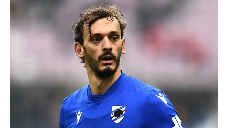 Manolo Gabbiadini of Sampdoria during a match against Sassuolo in Serie A