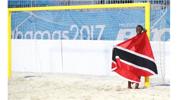 Young trinidadian with the flag of Trinidad and Tobago