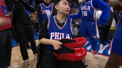 Why did James Harden give his shoes to a boy after Game 4 against Celtics?
