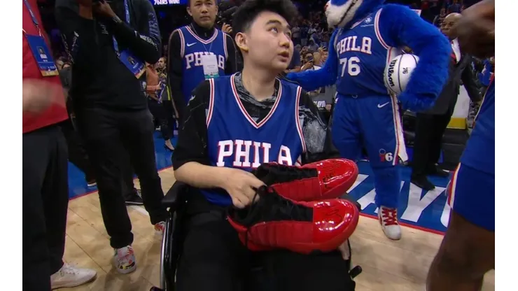 Why did James Harden give his shoes to a boy after Game 4 against Celtics?