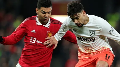 Casemiro of Manchester United and Lucas Paqueta of West Ham