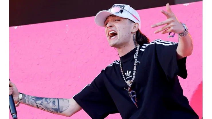 Peso Pluma performs during the 2023 Coachella Music Festival