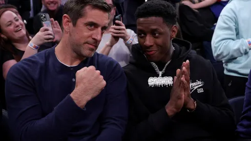 Aaron Rodgers and Sauce Gardner at MSG