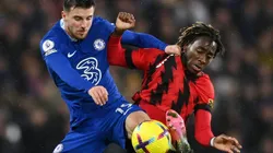 Mason Mount of Chelsea and Jordan Zemura of Bournemouth