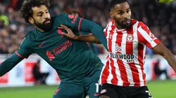 Mohamed Salah of Liverpool and Rico Henry of Brentford