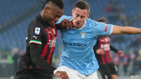 Rafael Leao of Milan and Adam Marusic of Lazio