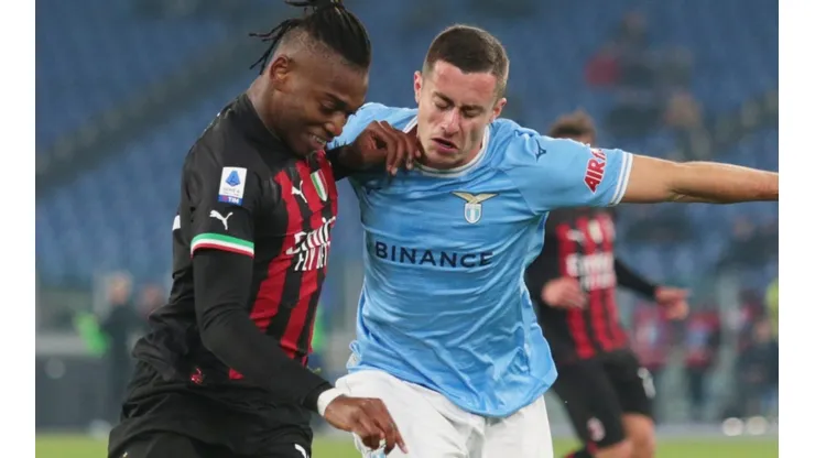 Rafael Leao of Milan and Adam Marusic of Lazio
