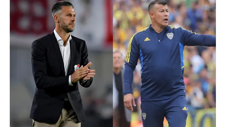 Martín Demichelis of River and Jorge Almirón of Boca
