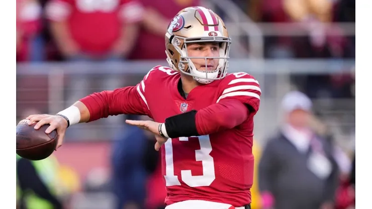 Brock Purdy quarterback of the San Francisco 49ers during the NFL playoffs