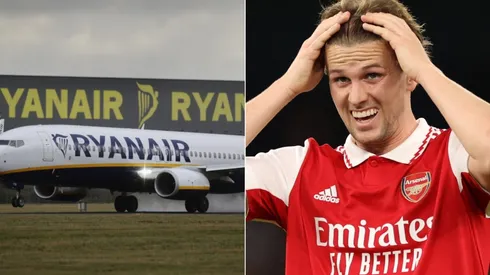 Ryanair airplane and Rob Holding of Arsenal