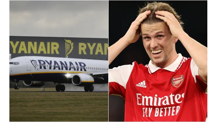 Ryanair airplane and Rob Holding of Arsenal