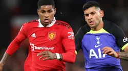 Marcus Rashford of Manchester United and Cristian Romero of Tottenham