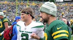 Zach Wilson (left), Aaron Rodgers (right) - New York Jets v Green Bay Packers - NFL 2022