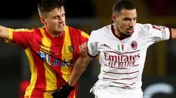 Lorenzo Colombo of Lecce and Ismael Bennacer of Milan
