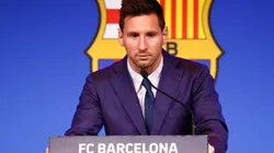 Lionel Messi at his Barcelona farewell press conference