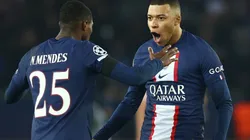 Nuno Mendes and Kylian Mbappe of PSG