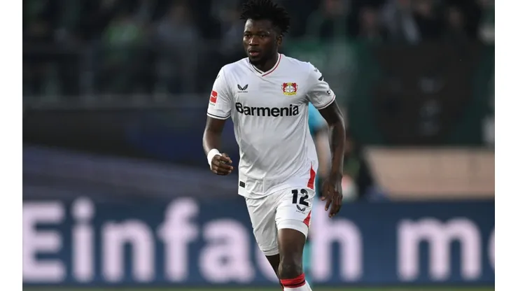 Edmond Tapsoba of Bayer Leverkusen vs Wolfsburg