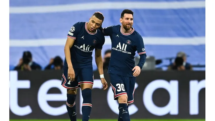 Kylian Mbappe and Lionel Messi during a match with PSG