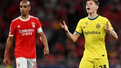 Joao Mario of Benfica and Nicolo Barella of FC Internazionale