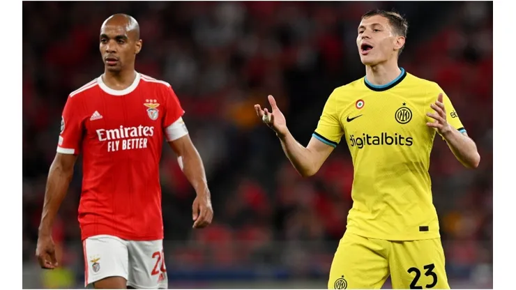 Joao Mario of Benfica and Nicolo Barella of FC Internazionale