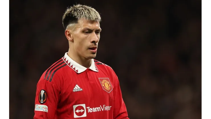 Lisandro Martinez of Manchester United during the UEFA Europa League quarterfinal first leg match against Sevilla