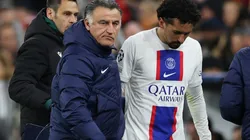 Christophe Galtier and Marquinhos of PSG