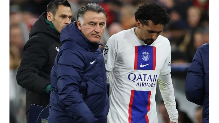 Christophe Galtier and Marquinhos of PSG