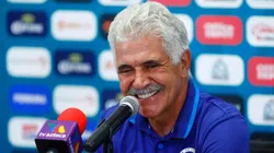 Ricardo Ferretti head coach of Cruz Azul talks during a press conference.
