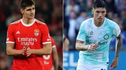 Antonio Silva of SL Benfica (L) and Joaquin Correa of FC Internazionale (R)