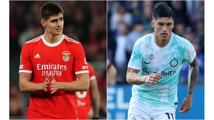 Antonio Silva of SL Benfica (L) and Joaquin Correa of FC Internazionale (R)