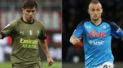 Brahim Diaz of AC Milan (L) and Stanislav Lobotka of SSC Napoli (R)
