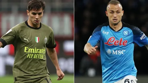 Brahim Diaz of AC Milan (L) and Stanislav Lobotka of SSC Napoli (R)