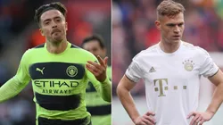 Jack Grealish of Manchester City and Joshua Kimmich of Bayern Muenchen