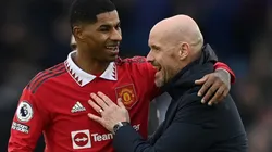 Marcus Rashford and Erik ten Hag of Manchester United