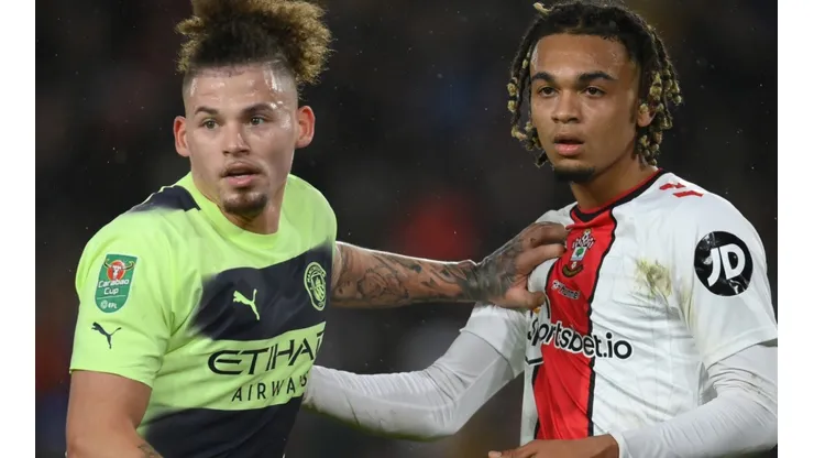 Kalvin Phillips of Manchester City and Sekou Mara of Southampton